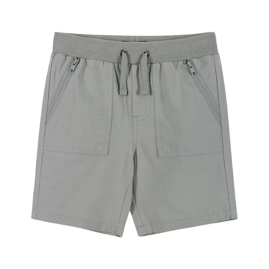 Boy's Twill Stretch Drawstring Shorts | Grey and Navy