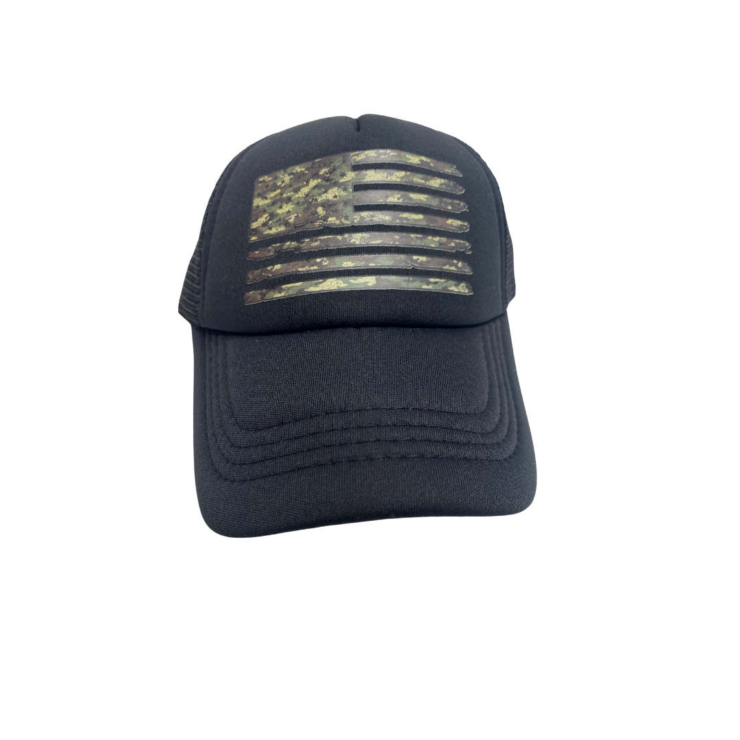 Camo American Flag Trucker Hat