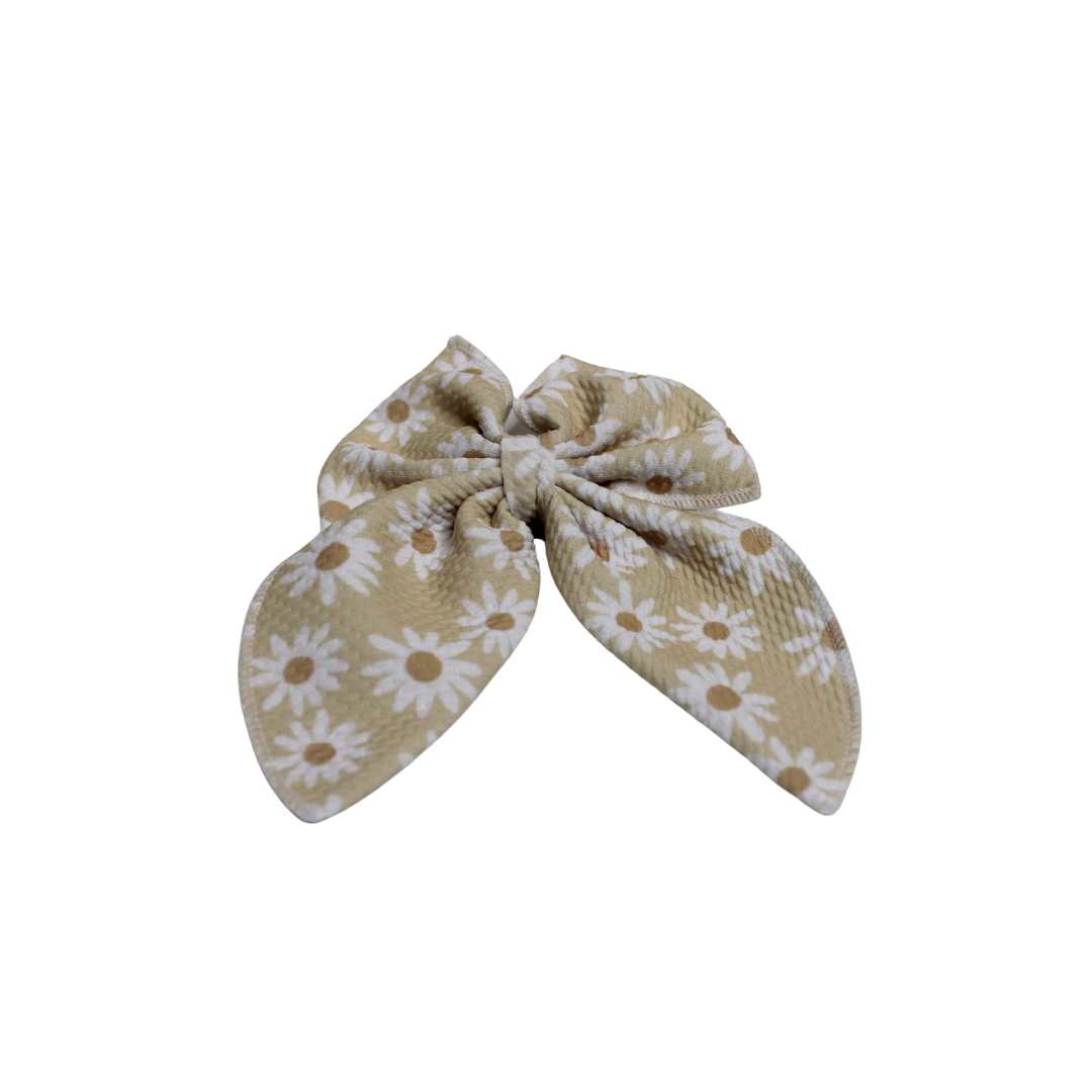 Neutral Daisies Hair Bow Clip