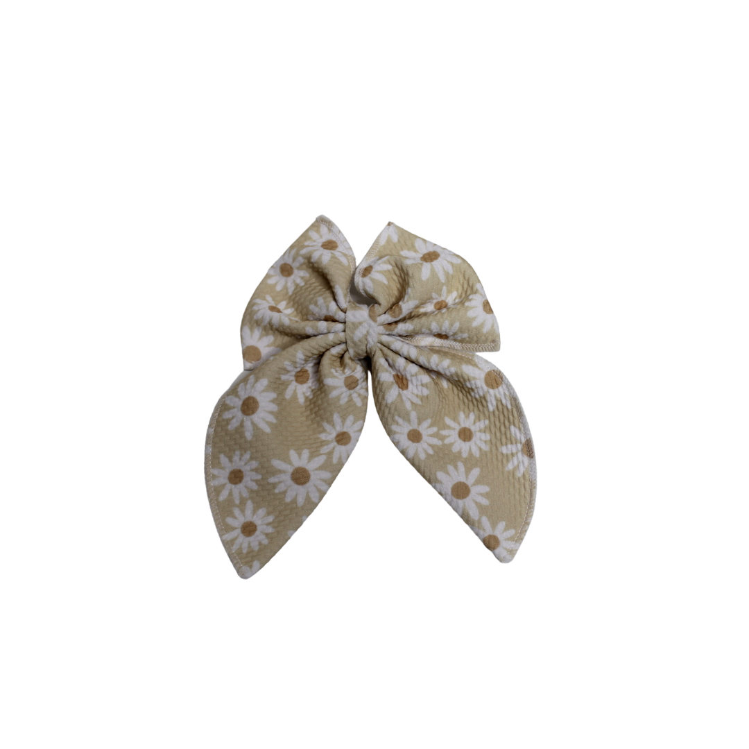 Neutral Daisies Hair Bow Clip