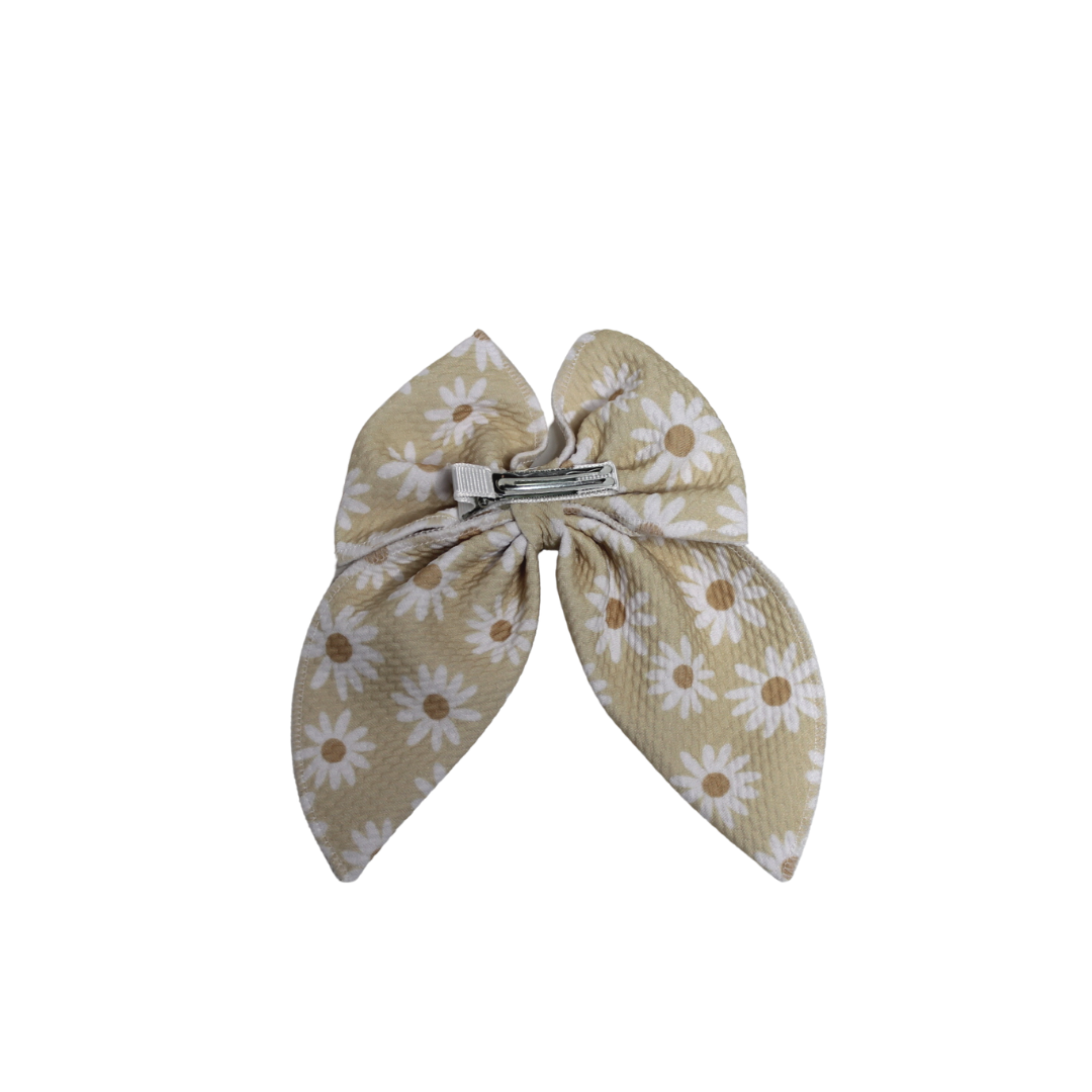 Neutral Daisies Hair Bow Clip