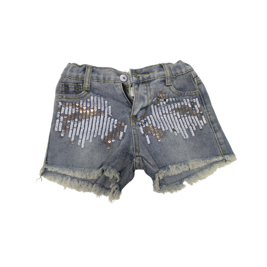 Light Denim Sequin Shorts