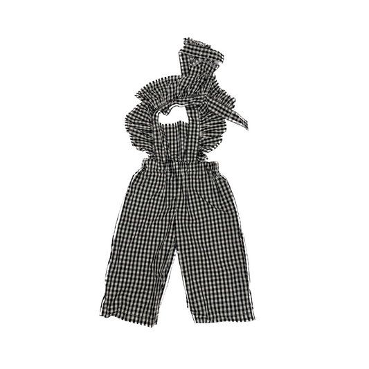 Ruffle Back Jumpsuit - Black and White Gingham