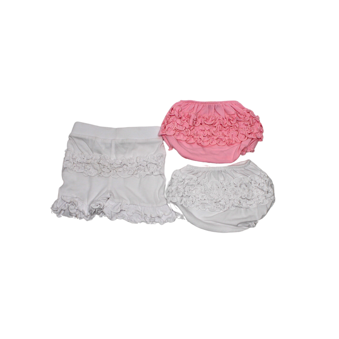 Girls Light Pink Knit Ruffled Butt Bloomer